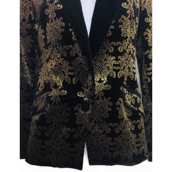 7 for All Mankind Metallic Brocade Velvet Blazer - Picture 3 of 6